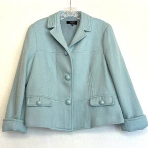 Vintage Talbots Petite Blazer Jacket Blue Wool Textured Career Work Women's 14P